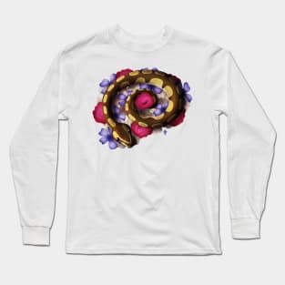 Ball Python in Flowers Long Sleeve T-Shirt